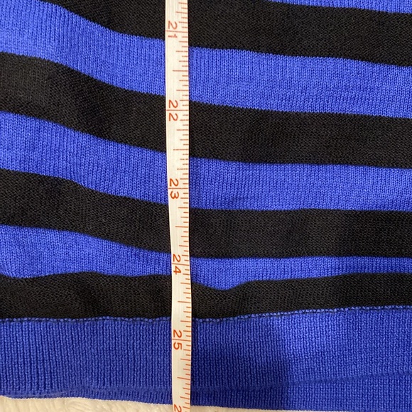 Loft blue in black stripes cotton lightweight sweater with 3/4 sleeves size M - Picture 6 of 7